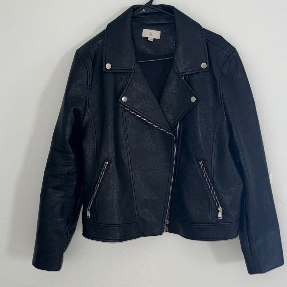 LOFT Classic Black Faux Leather Jacket